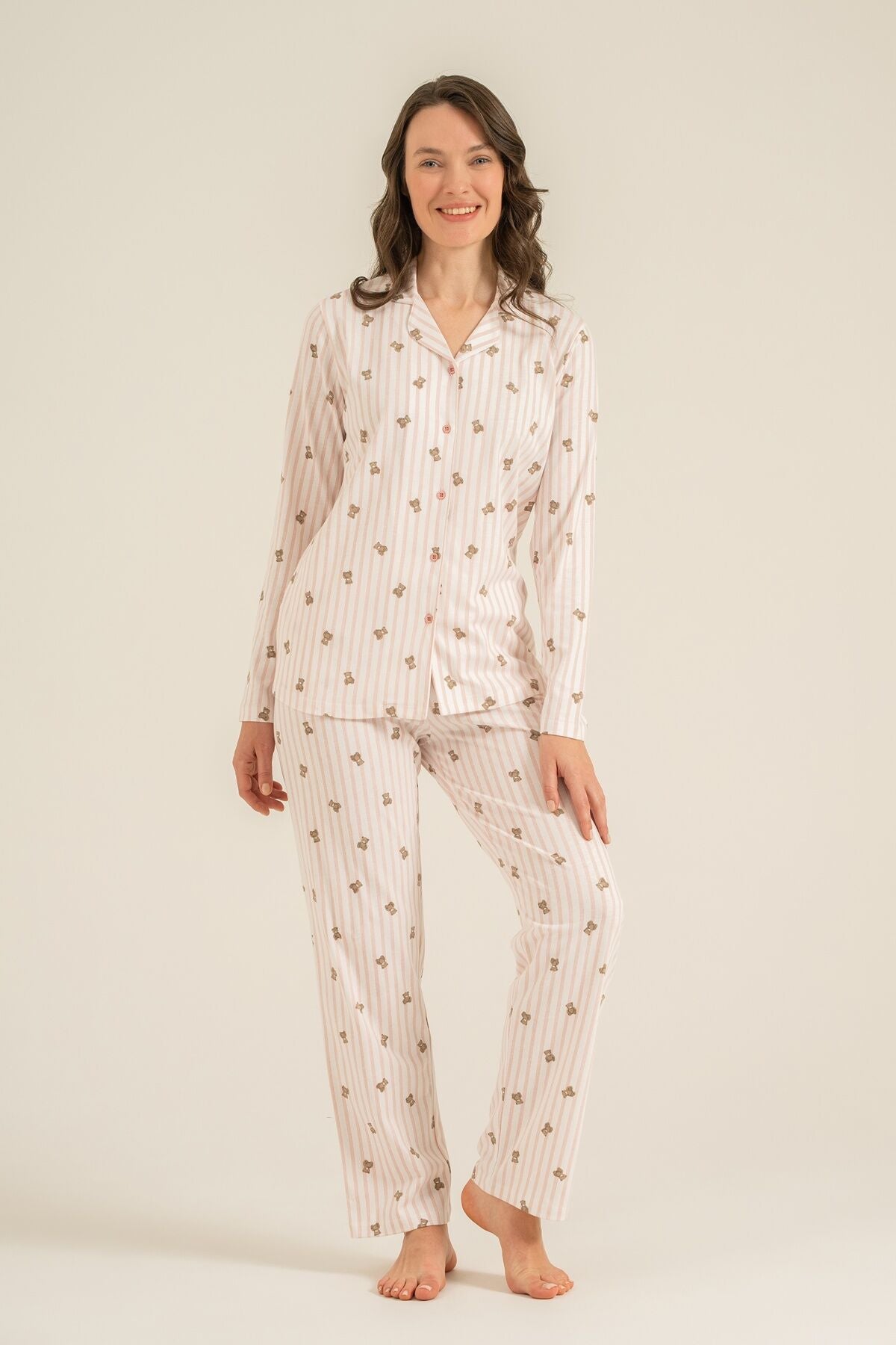 Rolypoly Anne Kız Teddy Bears Pembe Gömlek Pijama Takımı RP3913-A-V1