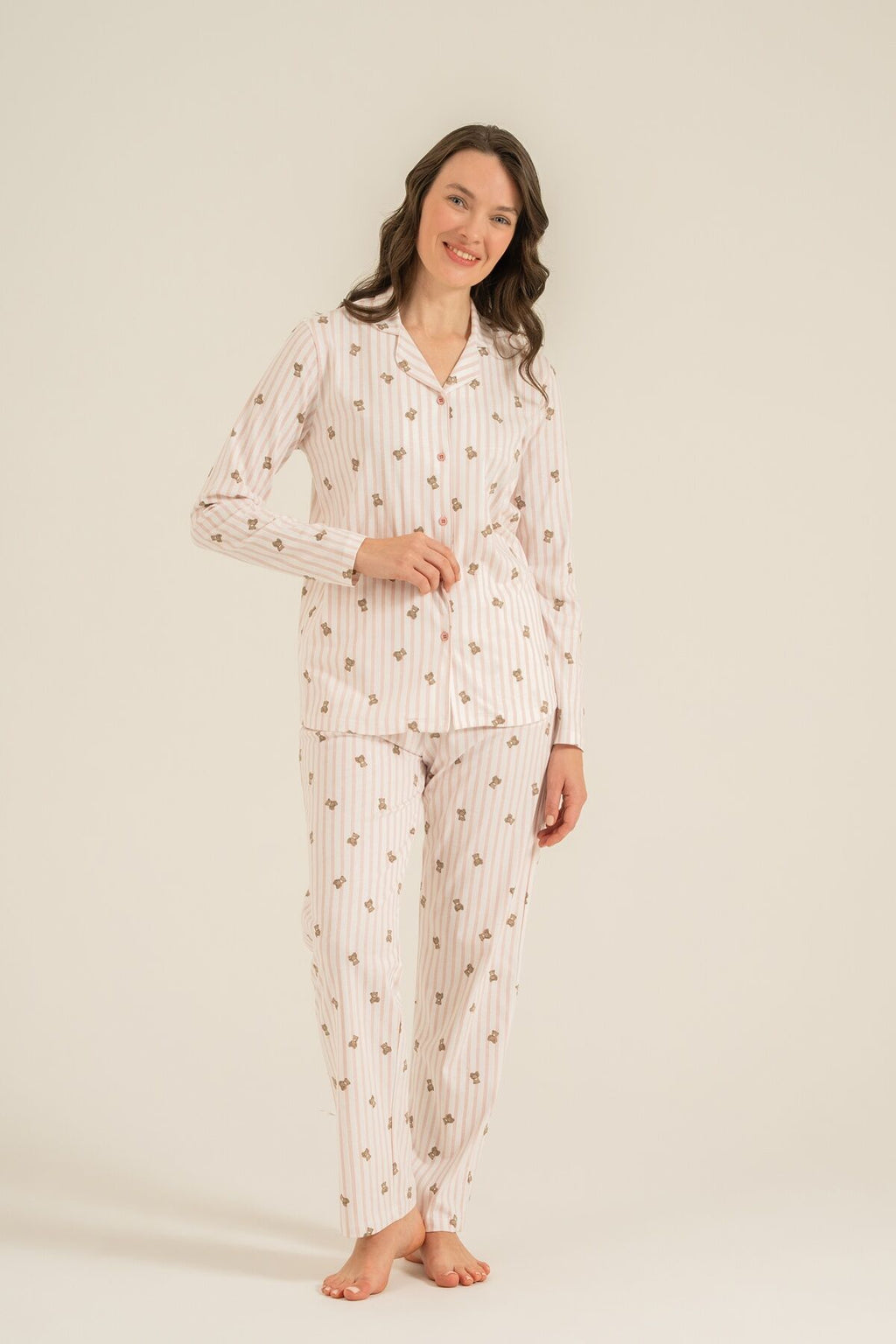 Rolypoly Anne Kız Teddy Bears Pembe Gömlek Pijama Takımı RP3913-A-V1