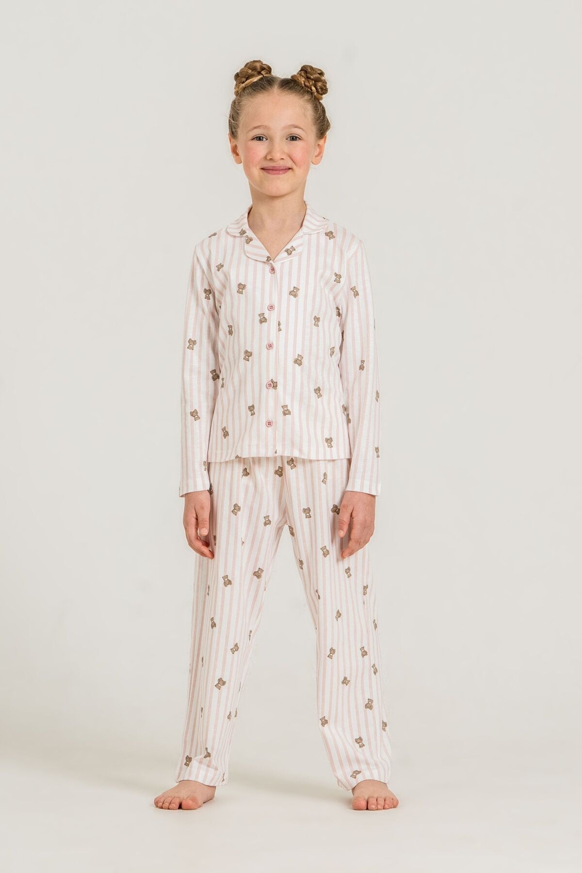 Rolypoly Anne Kız Teddy Bears Pembe Gömlek Pijama Takımı RP3913-A-V1