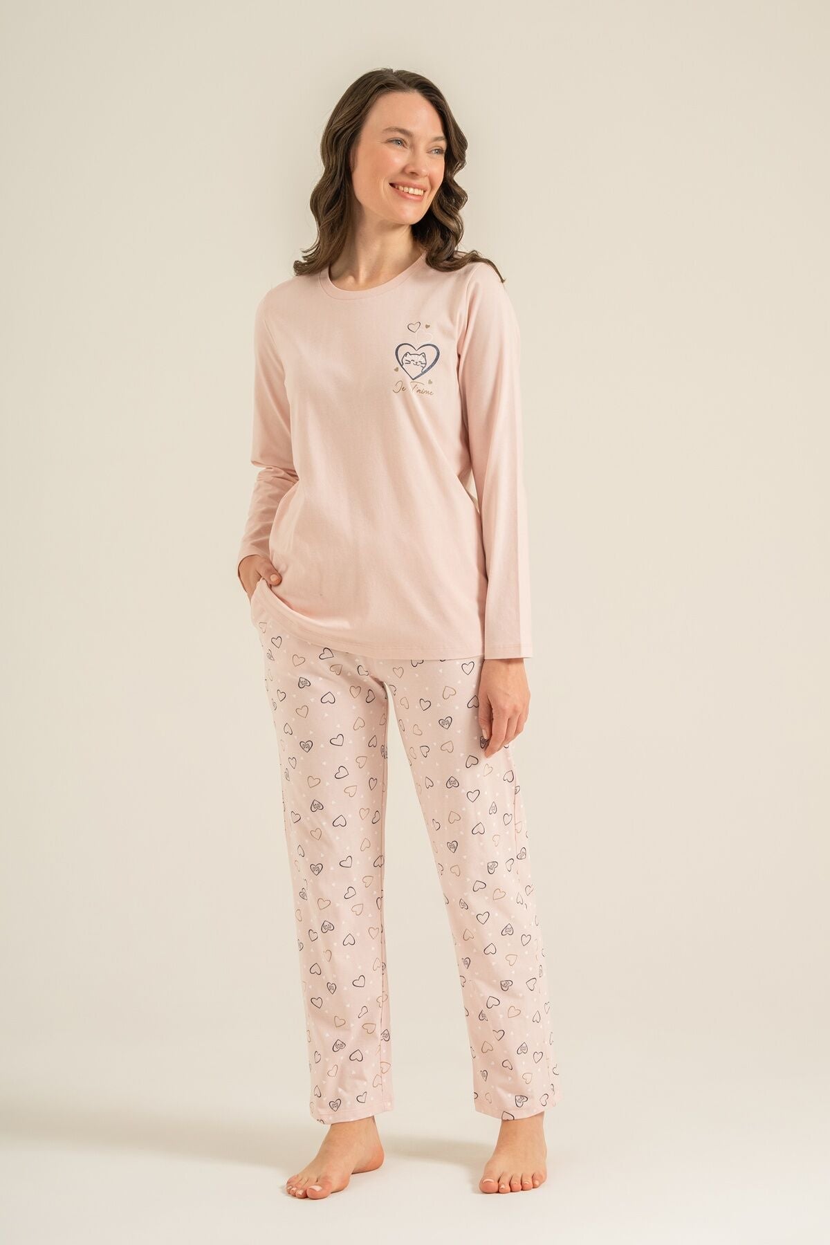 Rolypoly Anne Kız Who Needs A Hug Pembe Uzun Kol Pijama Takım RP3902-A-V1