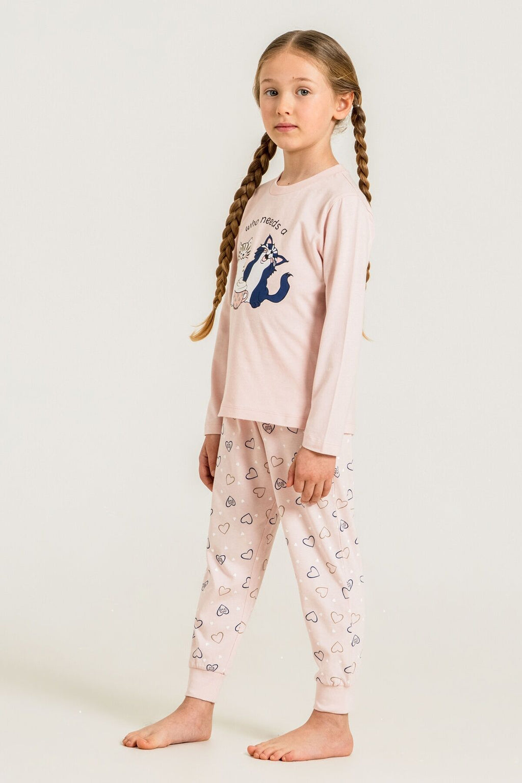 Rolypoly Anne Kız Who Needs A Hug Pembe Uzun Kol Pijama Takım RP3902-A-V1