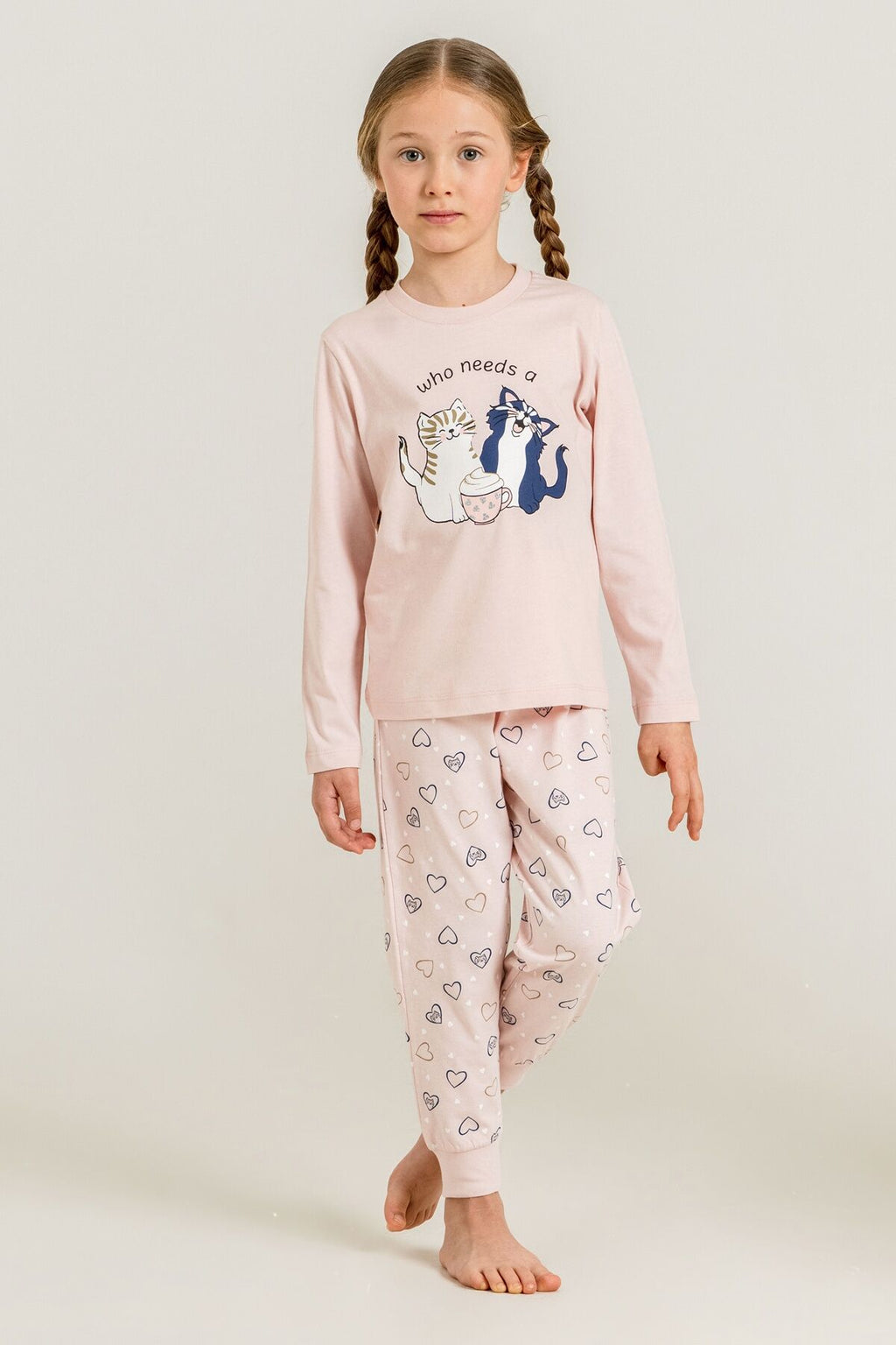 Rolypoly Anne Kız Who Needs A Hug Pembe Uzun Kol Pijama Takım RP3902-A-V1