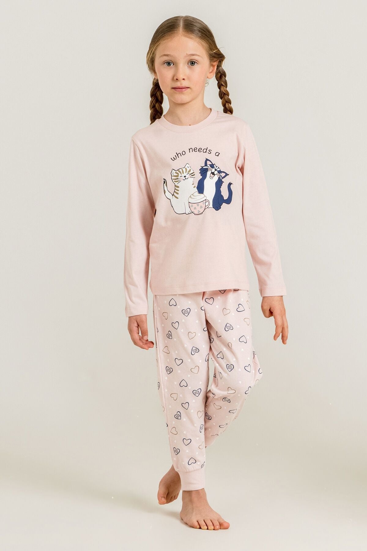 Rolypoly Anne Kız Who Needs A Hug Pembe Uzun Kol Pijama Takım RP3902-A-V1