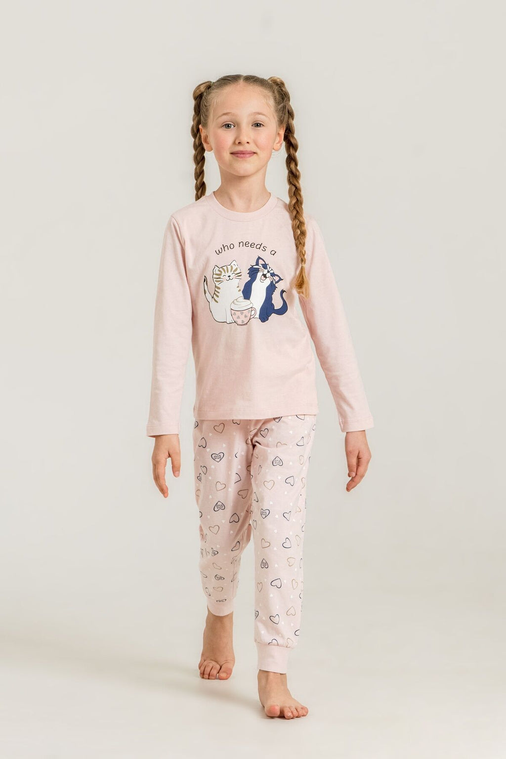 Rolypoly Anne Kız Who Needs A Hug Pembe Uzun Kol Pijama Takım RP3902-A-V1