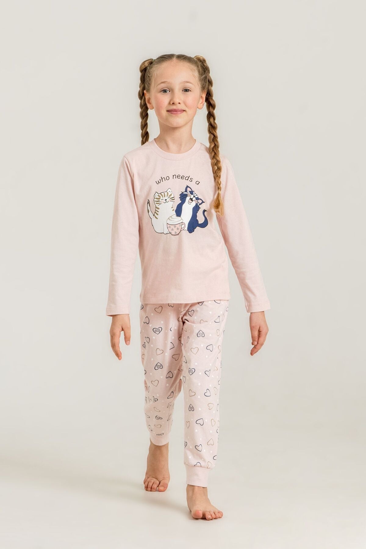 Rolypoly Anne Kız Who Needs A Hug Pembe Uzun Kol Pijama Takım RP3902-A-V1