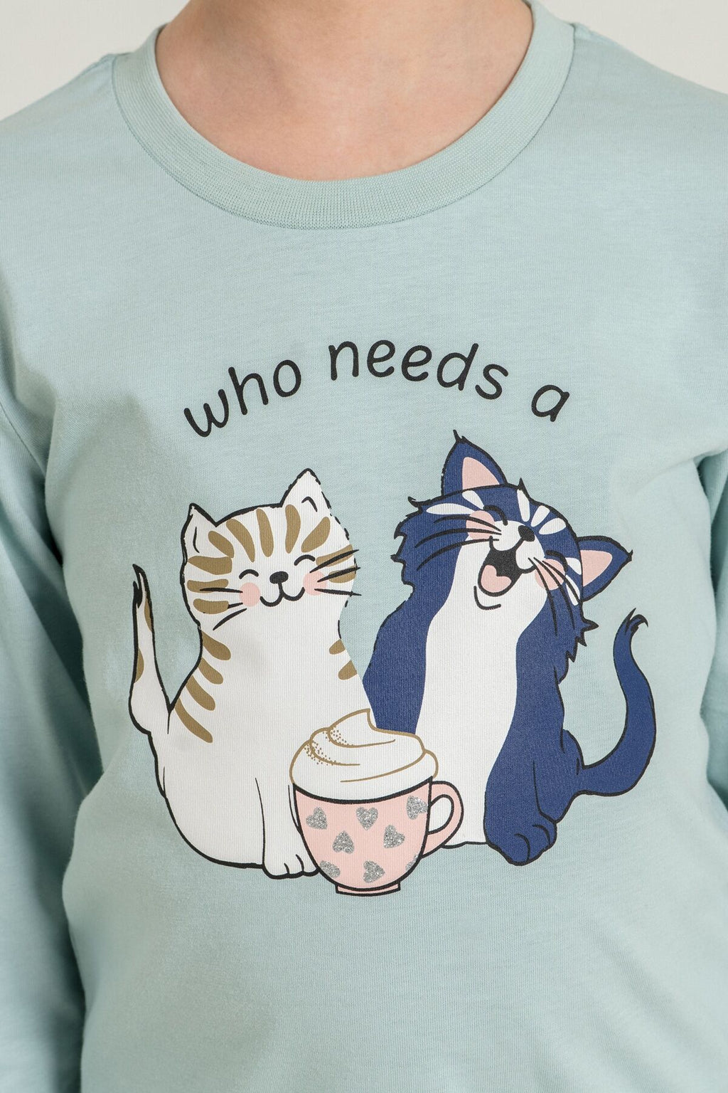 Rolypoly Anne Kız Who Needs A Hug Yeşil Uzun Kol Pijama Takım RP3902-A-V2