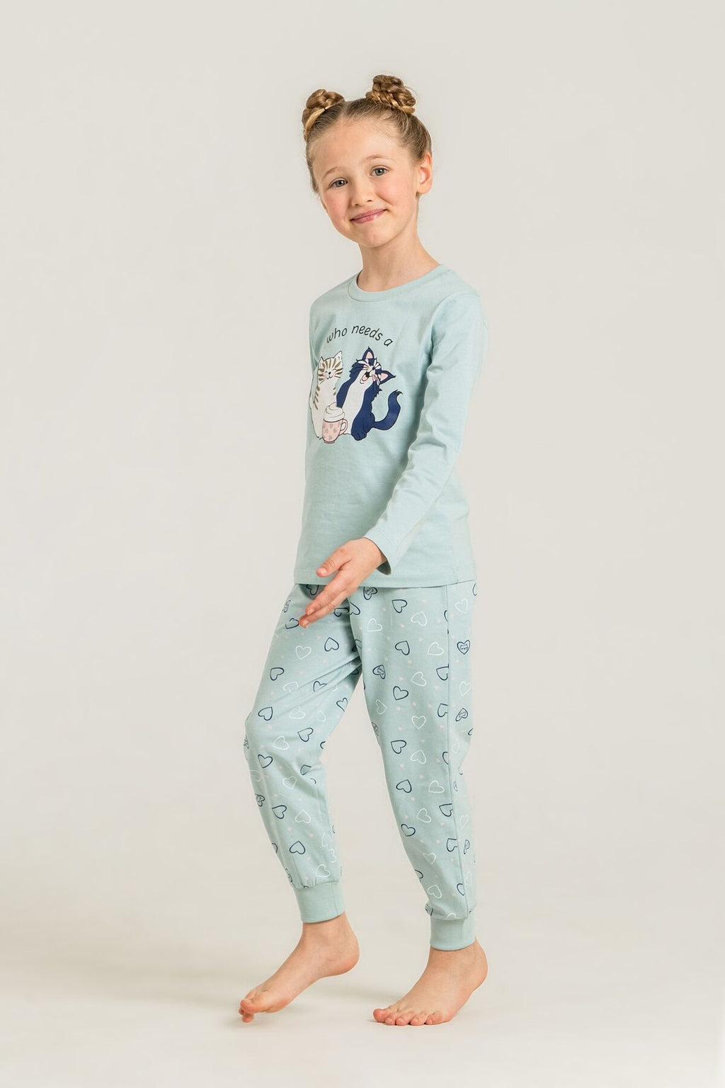 Rolypoly Anne Kız Who Needs A Hug Yeşil Uzun Kol Pijama Takım RP3902-A-V2