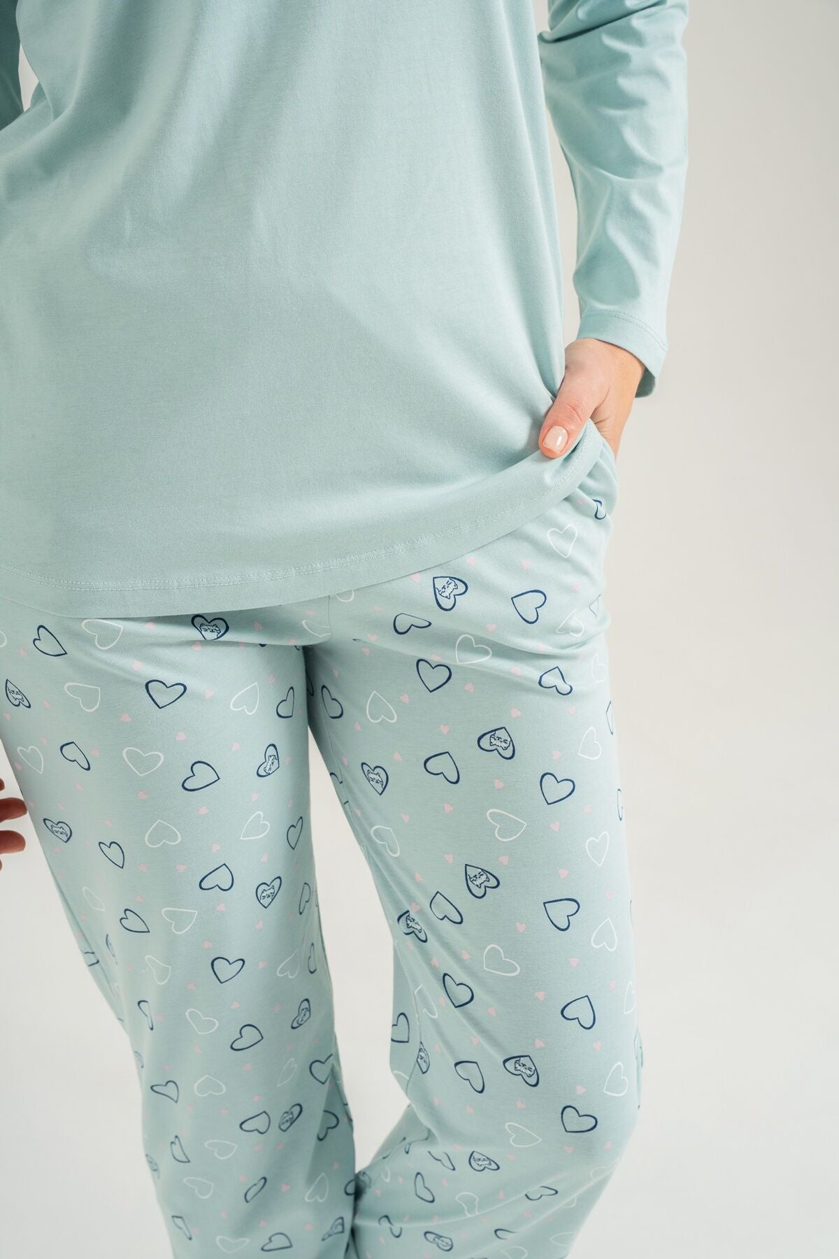 Rolypoly Anne Kız Who Needs A Hug Yeşil Uzun Kol Pijama Takım RP3902-A-V2