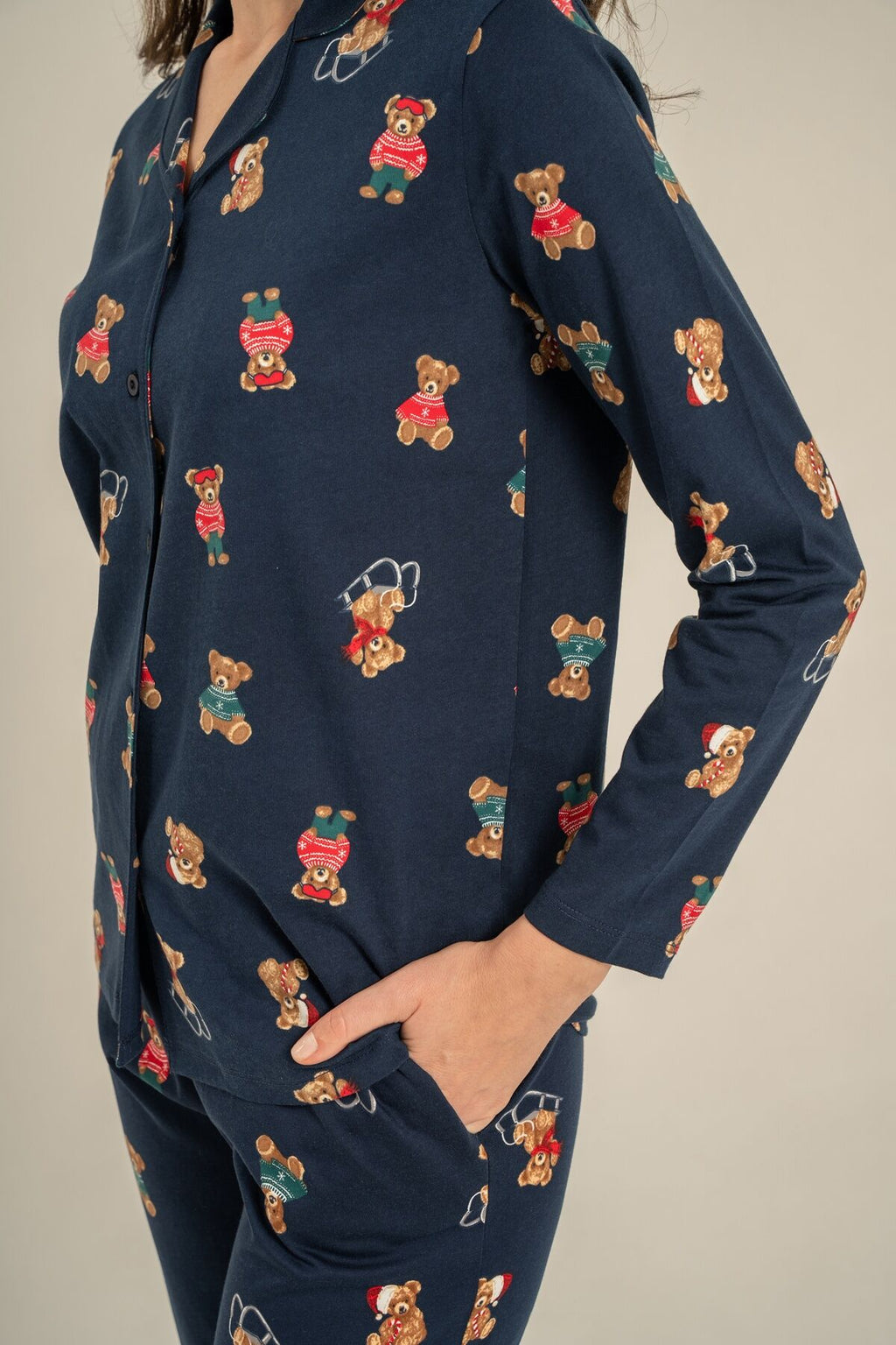 Rolypoly Anne Kız Winter Bear Lacivert Gömlek Pijama Takımı RP3919-A-V2