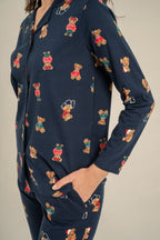 Rolypoly Anne Kız Winter Bear Lacivert Gömlek Pijama Takımı RP3919-A-V2