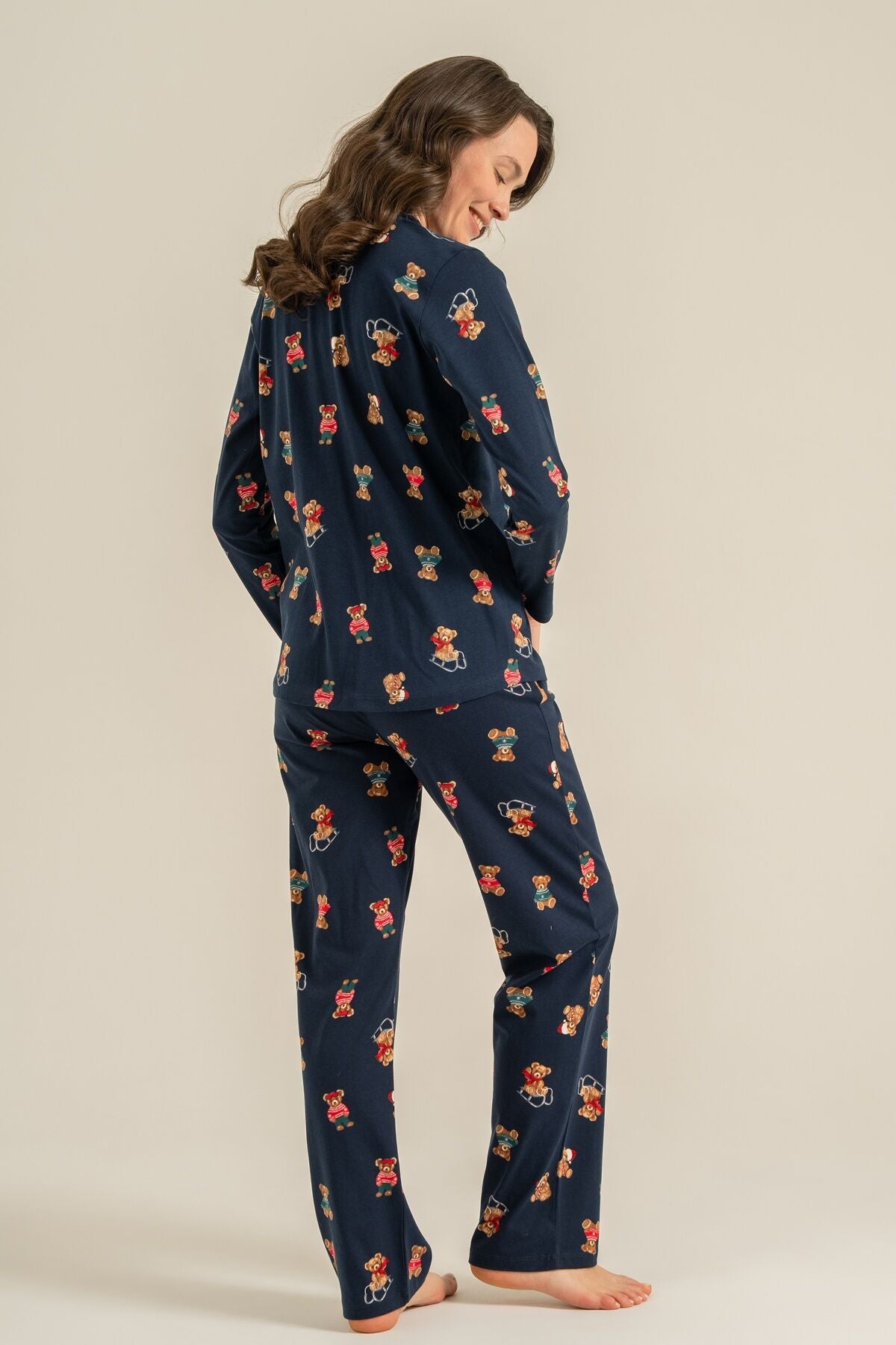 Rolypoly Anne Kız Winter Bear Lacivert Gömlek Pijama Takımı RP3919-A-V2