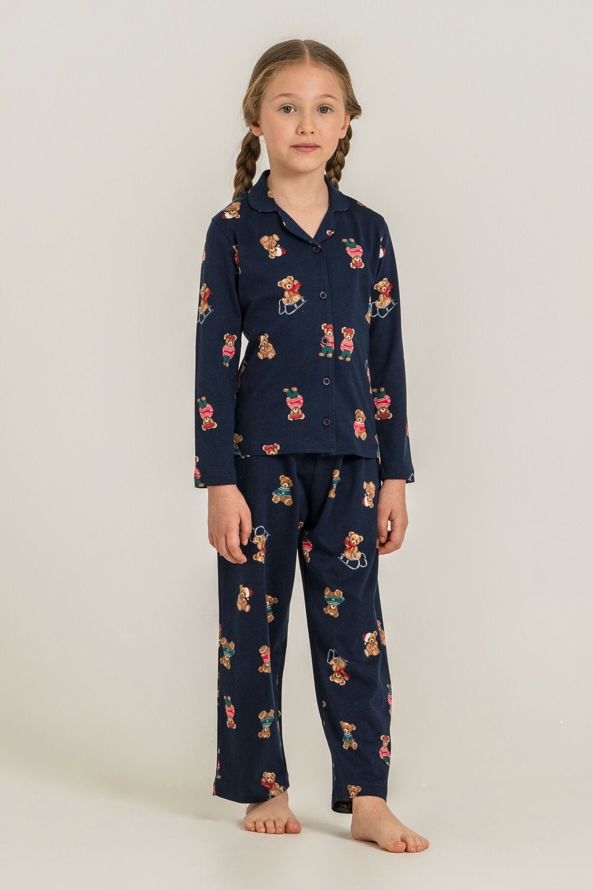 Rolypoly Anne Kız Winter Bear Lacivert Gömlek Pijama Takımı RP3919-A-V2 Ürün ikincil görseli