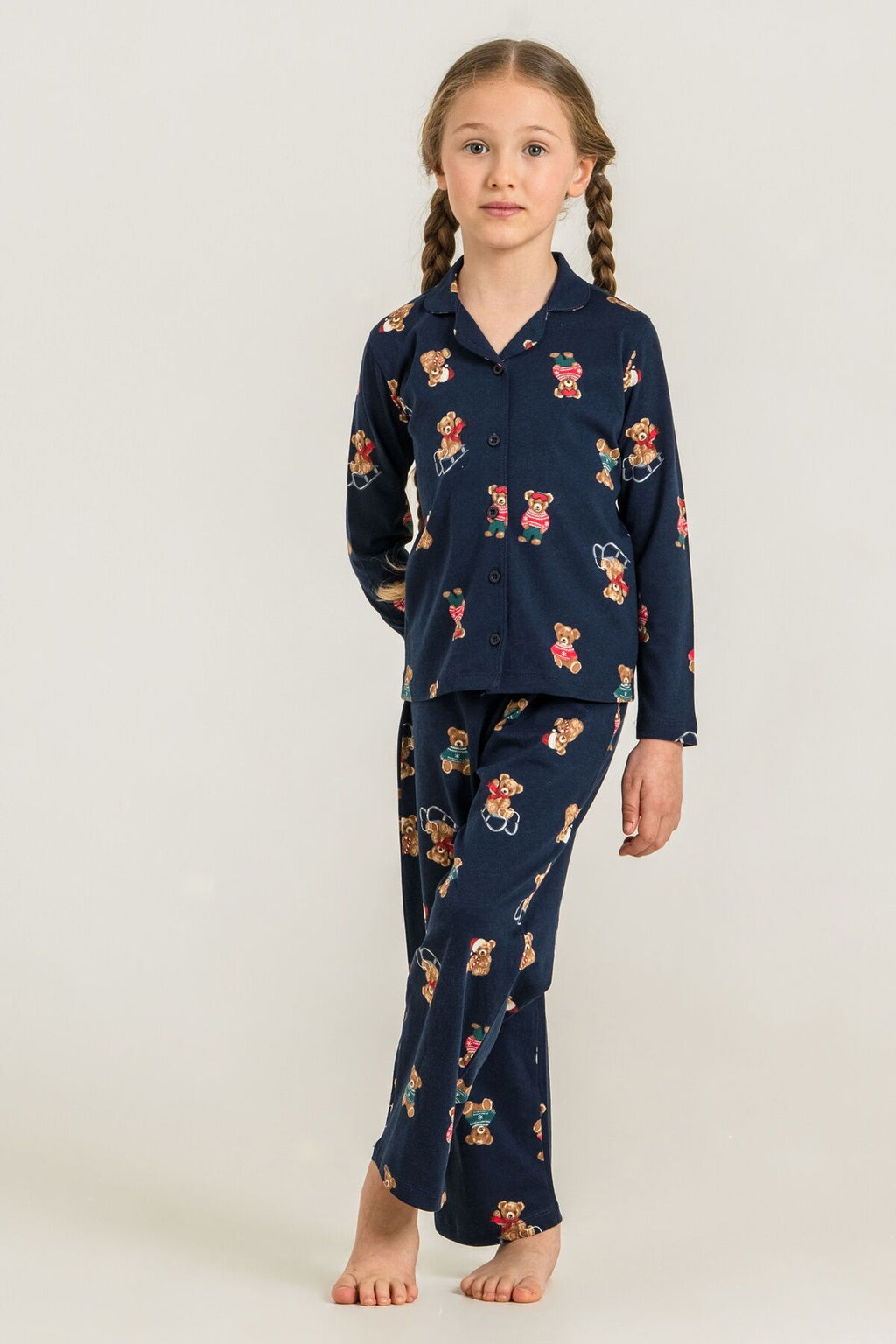 Rolypoly Anne Kız Winter Bear Lacivert Gömlek Pijama Takımı RP3919-A-V2