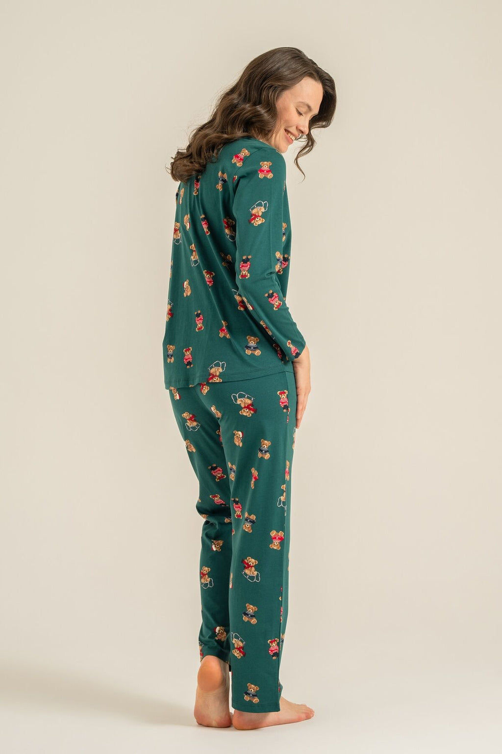 Rolypoly Anne Kız Winter Bear Yeşil Gömlek Pijama Takımı RP3919-A-V1