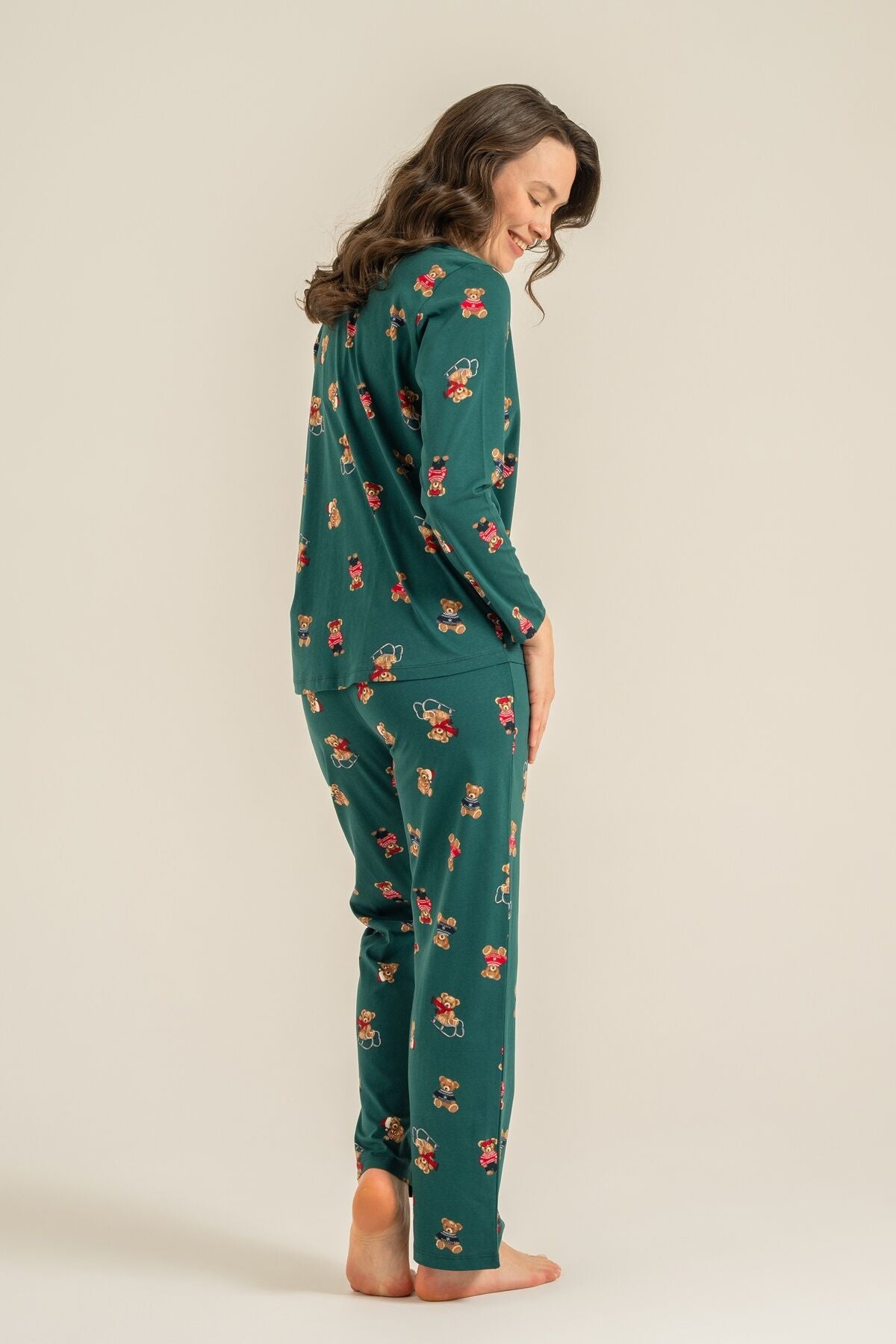 Rolypoly Anne Kız Winter Bear Yeşil Gömlek Pijama Takımı RP3919-A-V1
