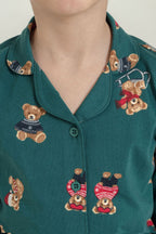 Rolypoly Anne Kız Winter Bear Yeşil Gömlek Pijama Takımı RP3919-A-V1