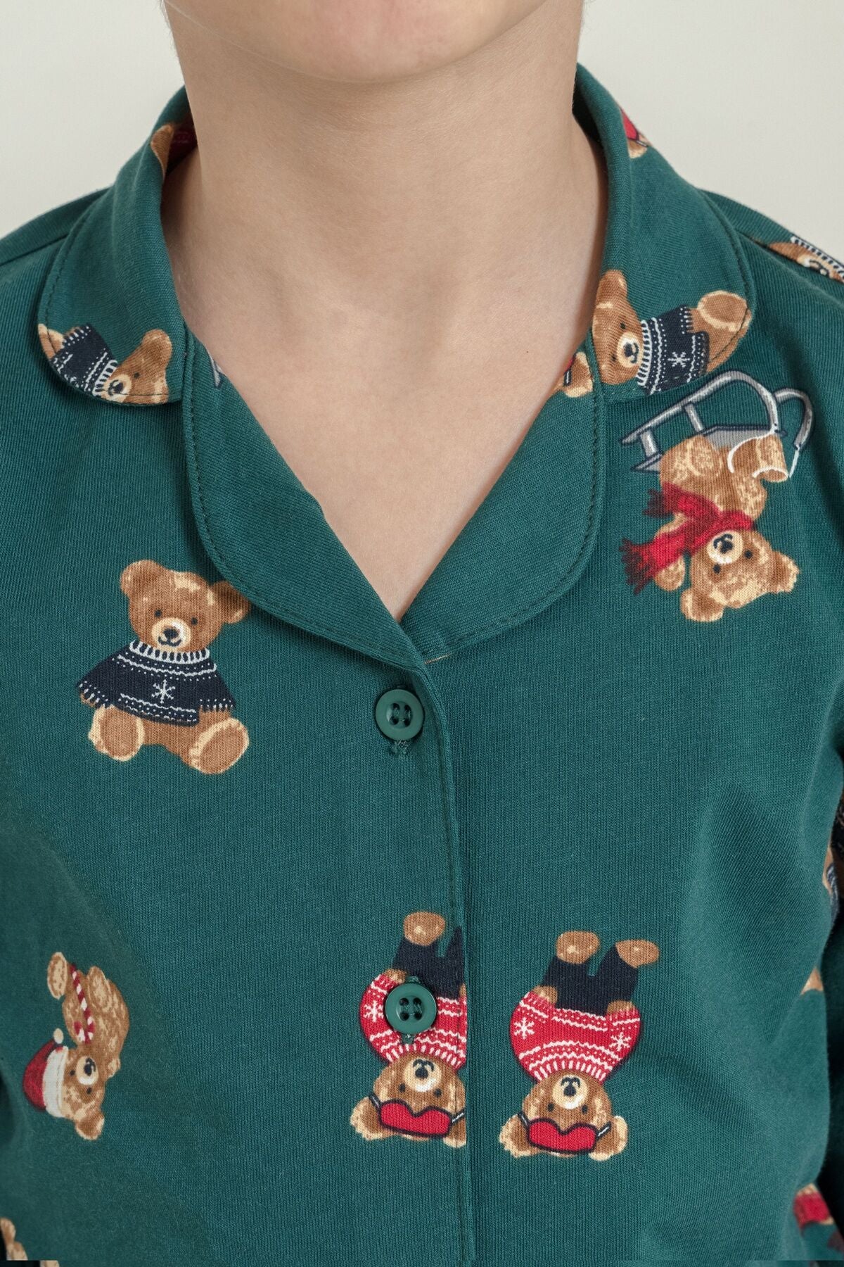 Rolypoly Anne Kız Winter Bear Yeşil Gömlek Pijama Takımı RP3919-A-V1