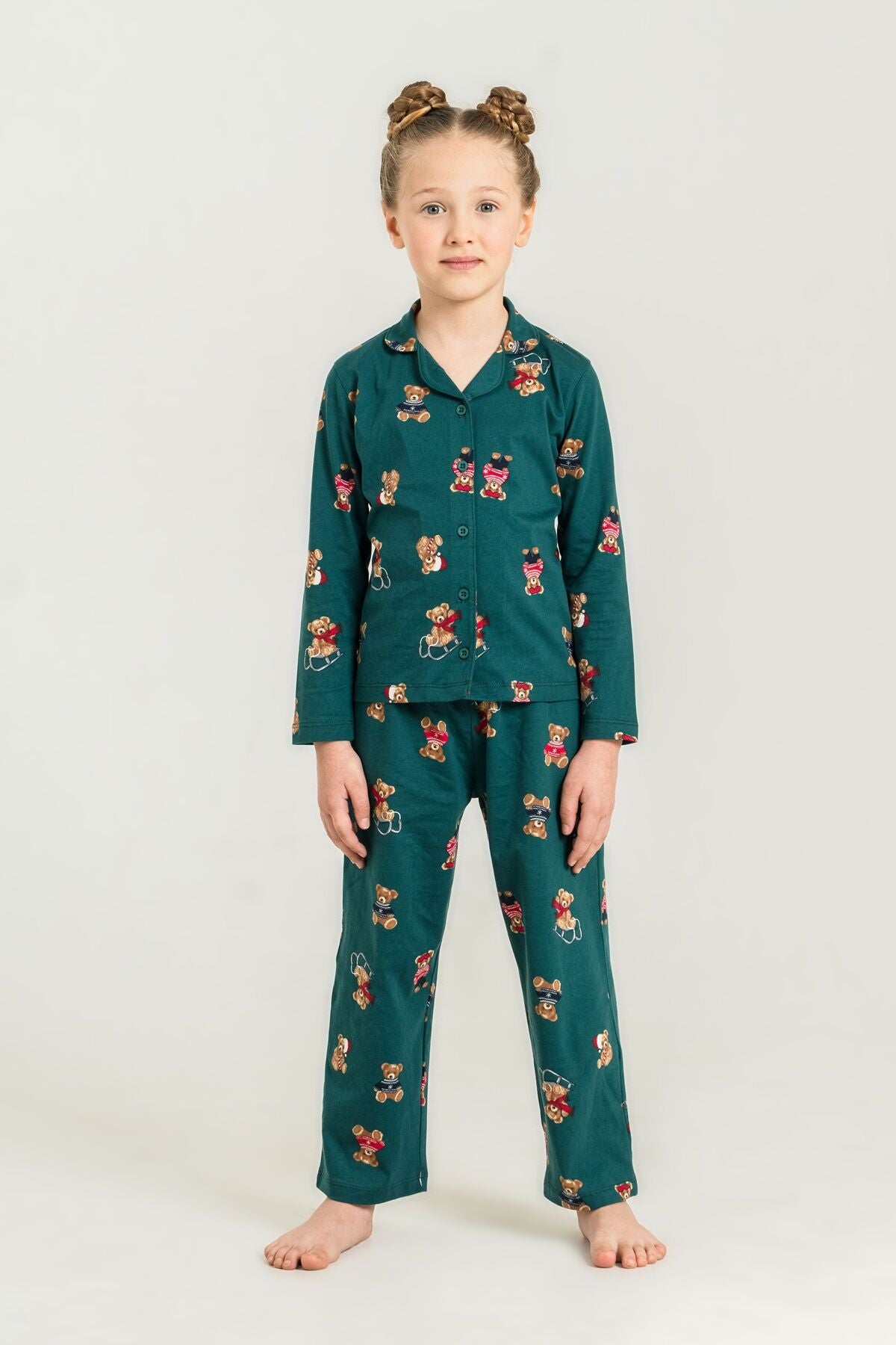 Rolypoly Anne Kız Winter Bear Yeşil Gömlek Pijama Takımı RP3919-A-V1 Ürün ikincil görseli