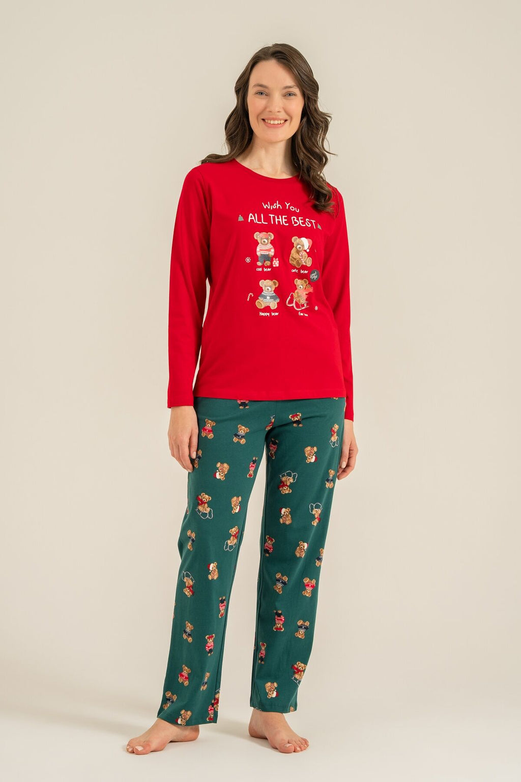 Rolypoly Anne Kız Wish You All The Best Kırmızı Uzun Kol Pijama Takım RP3918-A-V1