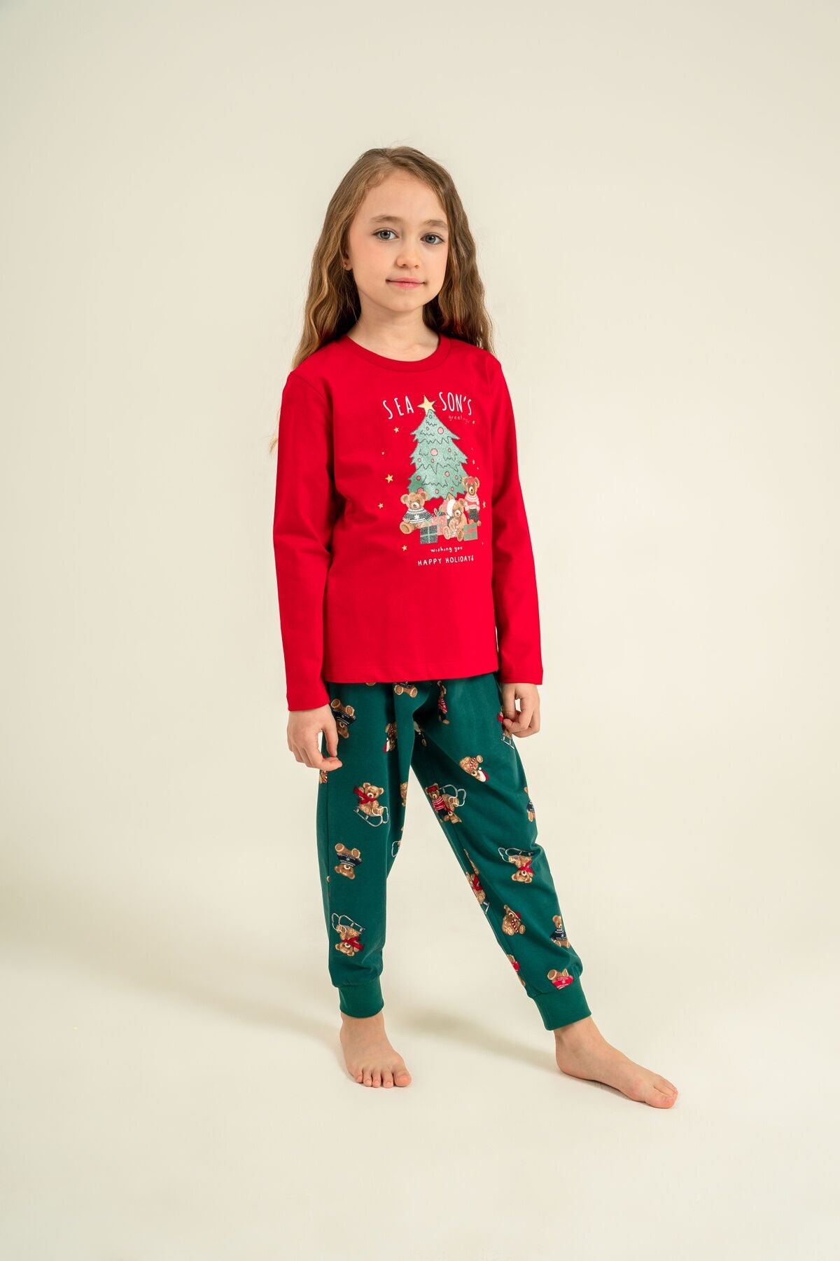 Rolypoly Anne Kız Wish You All The Best Kırmızı Uzun Kol Pijama Takım RP3918-A-V1