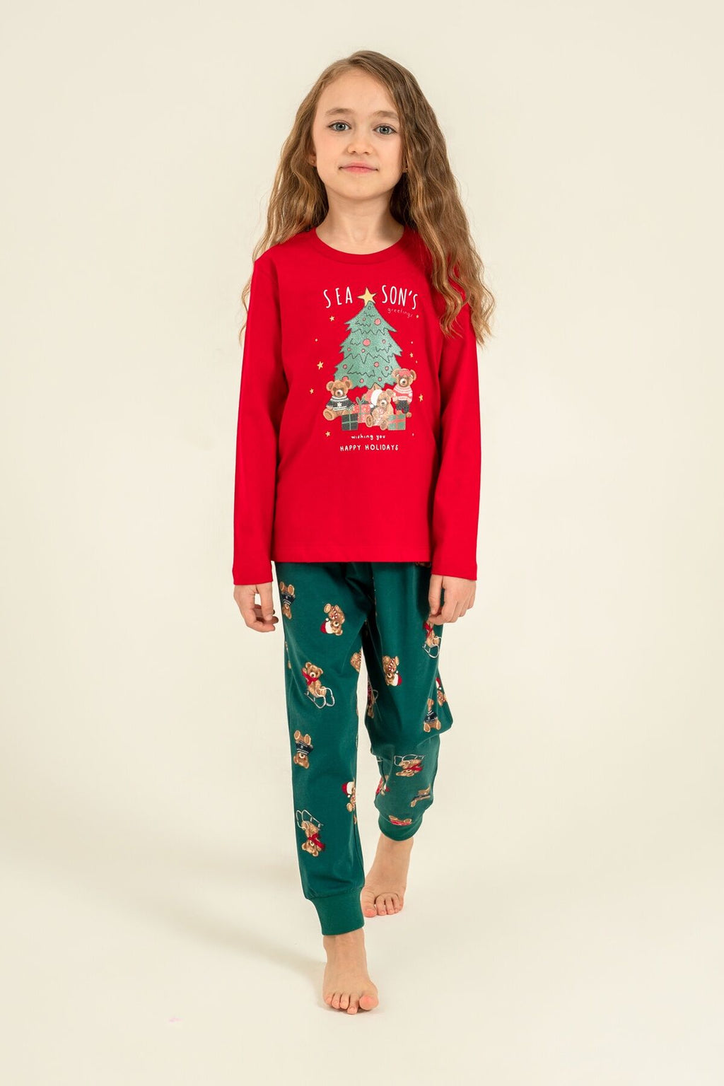Rolypoly Anne Kız Wish You All The Best Kırmızı Uzun Kol Pijama Takım RP3918-A-V1
