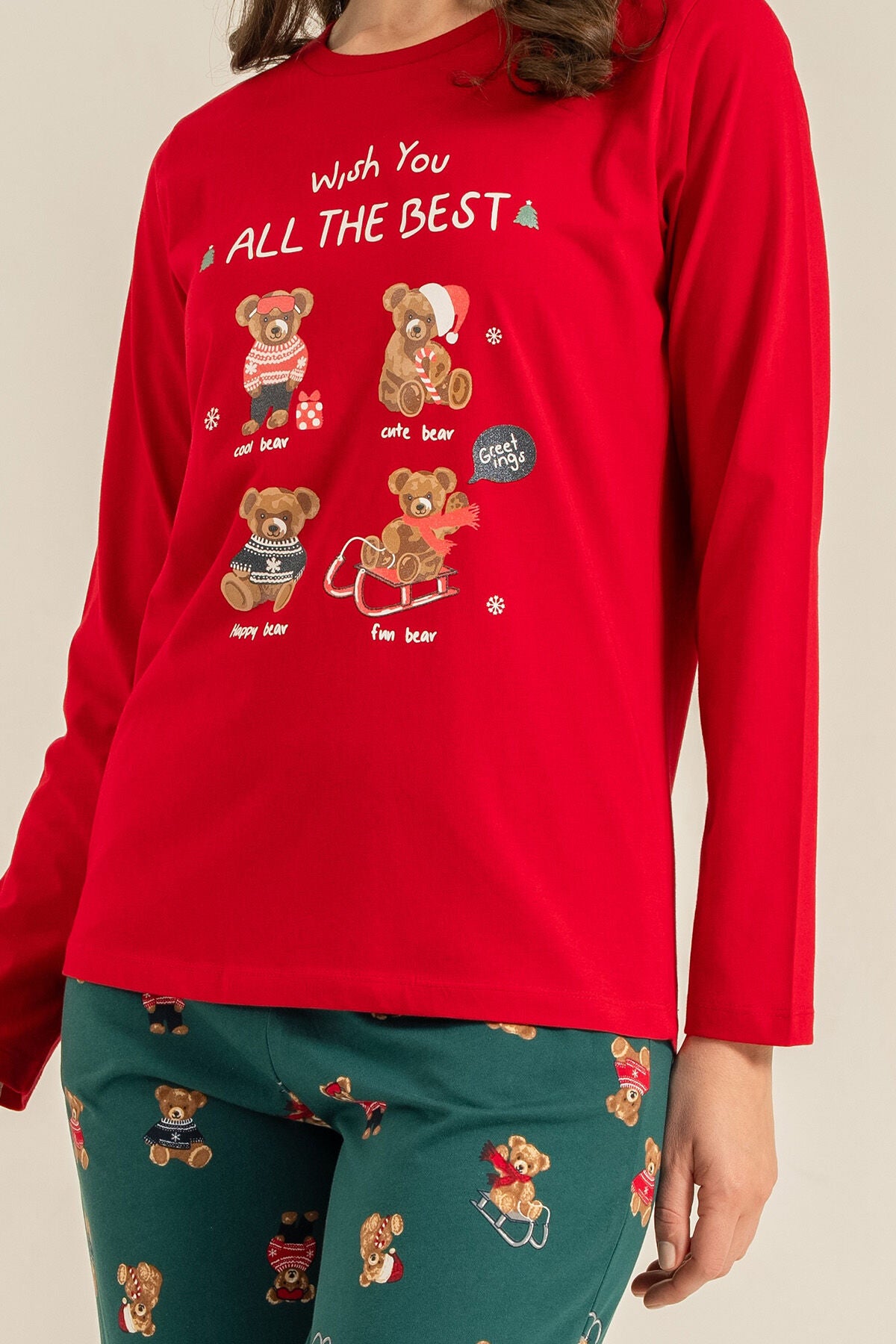 Rolypoly Anne Kız Wish You All The Best Kırmızı Uzun Kol Pijama Takım RP3918-A-V1