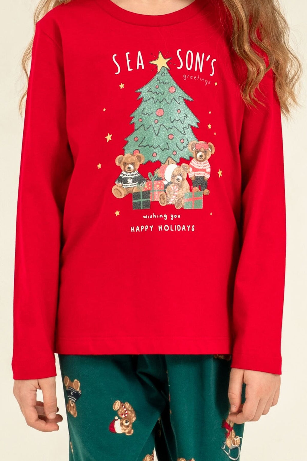 Rolypoly Anne Kız Wish You All The Best Kırmızı Uzun Kol Pijama Takım RP3918-A-V1