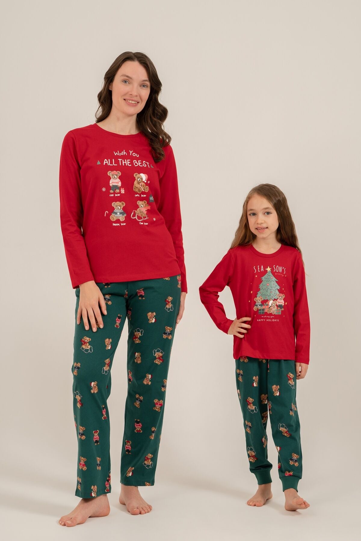 Rolypoly Anne Kız Wish You All The Best Kırmızı Uzun Kol Pijama Takım RP3918-A-V1