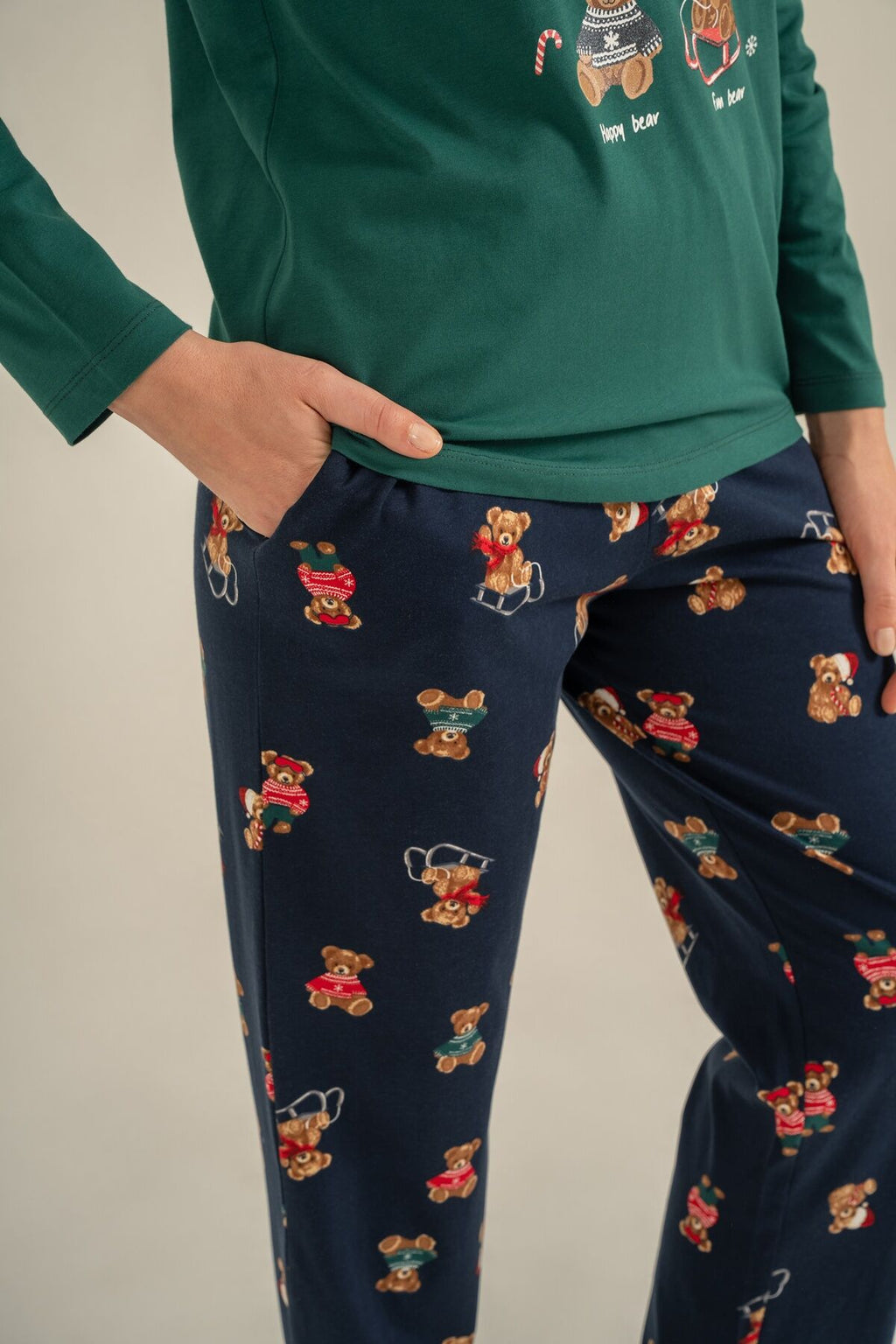 Rolypoly Anne Kız Wish You All The Best Yeşil Uzun Kol Pijama Takım RP3918-A-V2