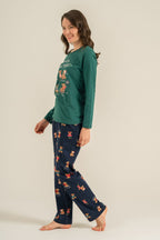 Rolypoly Anne Kız Wish You All The Best Yeşil Uzun Kol Pijama Takım RP3918-A-V2