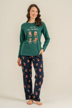 Rolypoly Anne Kız Wish You All The Best Yeşil Uzun Kol Pijama Takım RP3918-A-V2