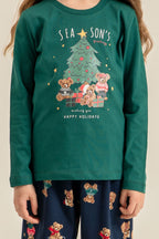 Rolypoly Anne Kız Wish You All The Best Yeşil Uzun Kol Pijama Takım RP3918-A-V2
