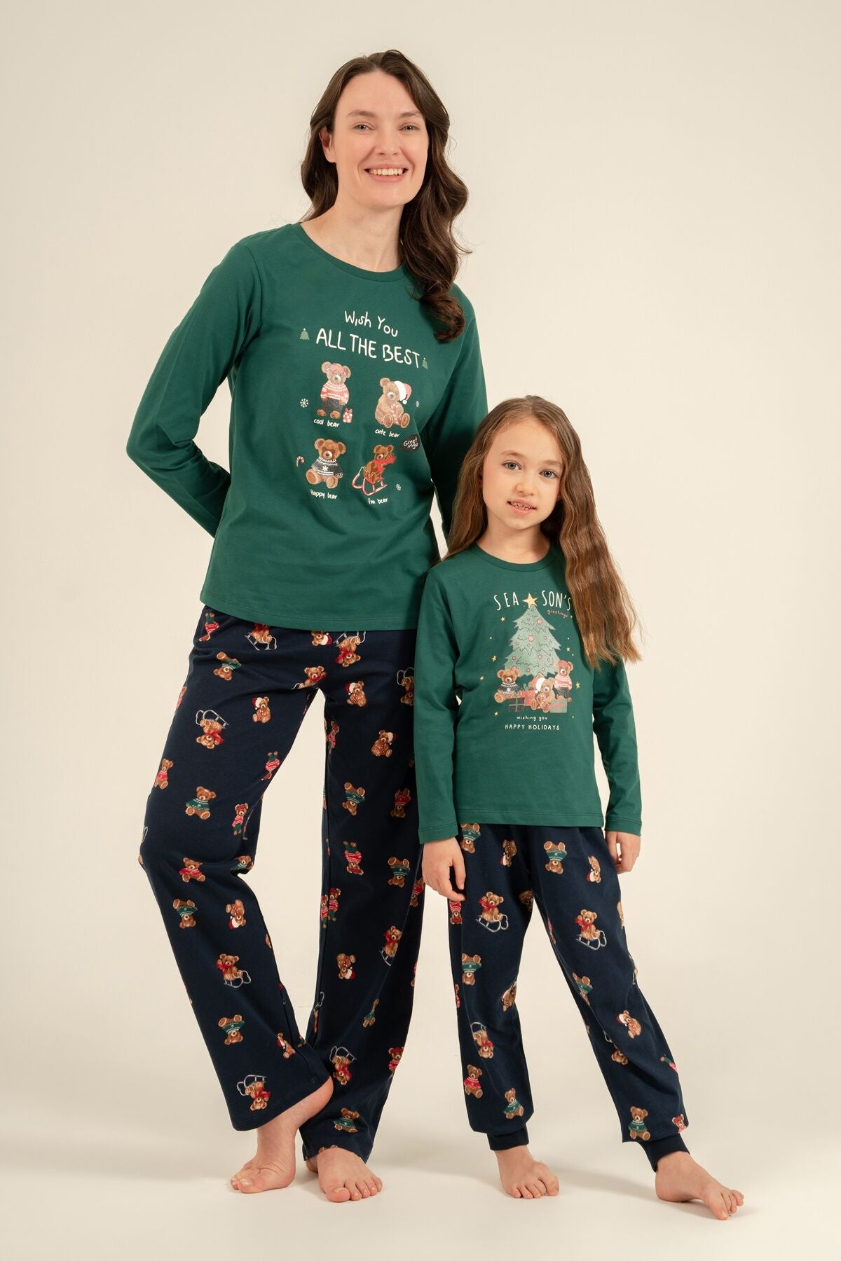 Rolypoly Anne Kız Wish You All The Best Yeşil Uzun Kol Pijama Takım RP3918-A-V2