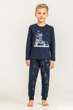 Rolypoly Baba Oğul I Like Ice Skating Lacivert Uzun Kol Pijama Takım RP3864-A-V1