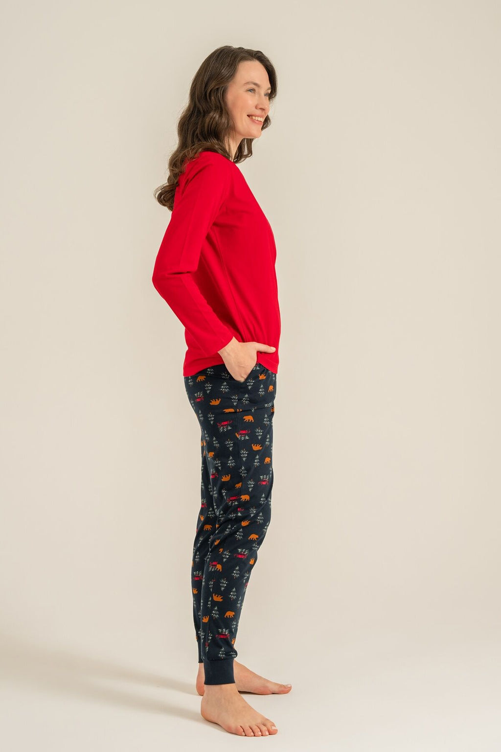 Rolypoly Be Happy Everyday Anne Kız Kırmızı Uzun Kol Pijama Takım RP3932-A-V1