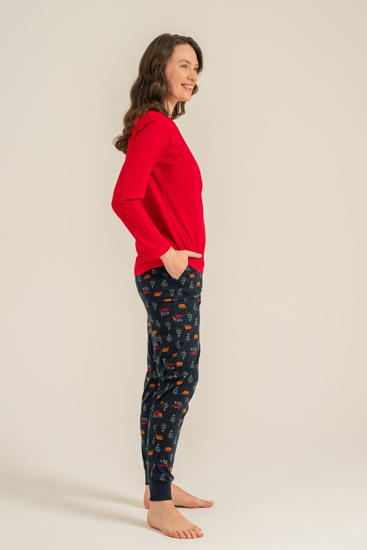 Rolypoly Be Happy Everyday Anne Kız Kırmızı Uzun Kol Pijama Takım RP3932-A-V1