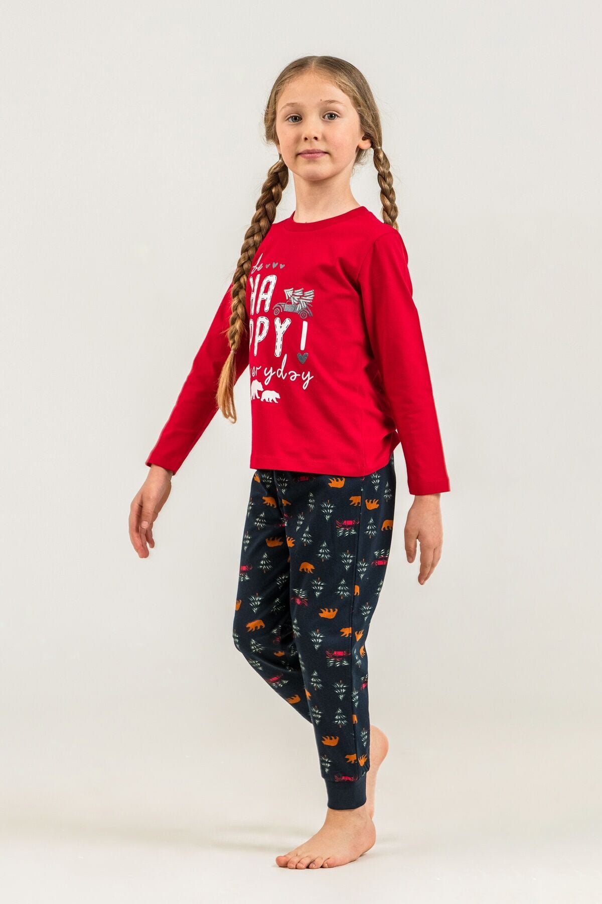 Rolypoly Be Happy Everyday Anne Kız Kırmızı Uzun Kol Pijama Takım RP3932-A-V1