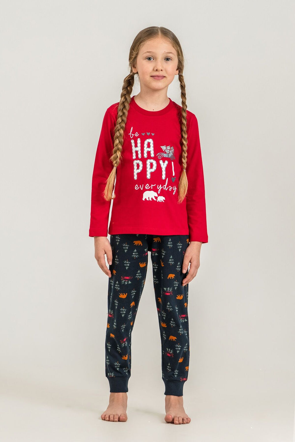 Rolypoly Be Happy Everyday Anne Kız Kırmızı Uzun Kol Pijama Takım RP3932-A-V1