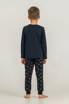 Rolypoly Be Happy Everyday Baba Oğul Lacivert Uzun Kol Pijama Takım RP3933-A-V1