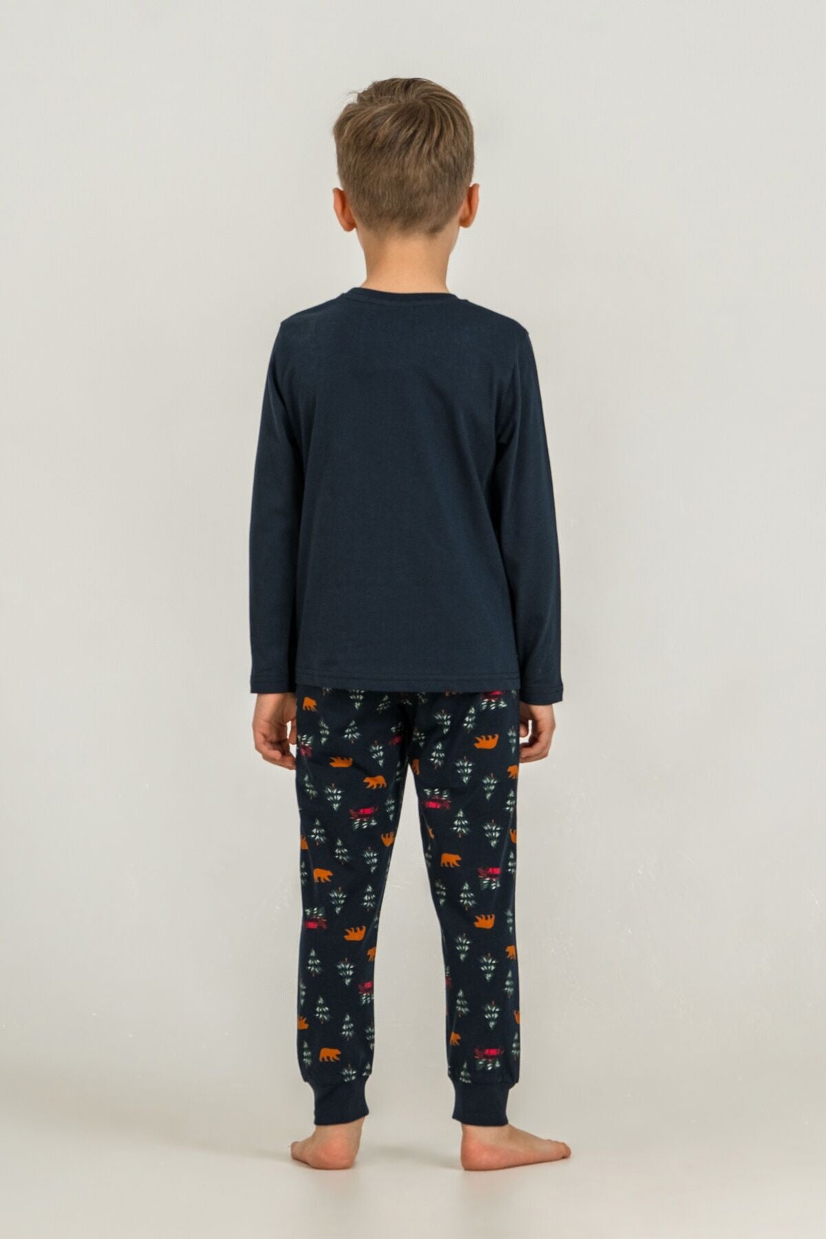 Rolypoly Be Happy Everyday Baba Oğul Lacivert Uzun Kol Pijama Takım RP3933-A-V1
