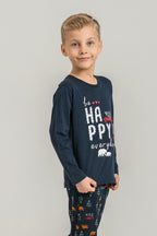 Rolypoly Be Happy Everyday Baba Oğul Lacivert Uzun Kol Pijama Takım RP3933-A-V1