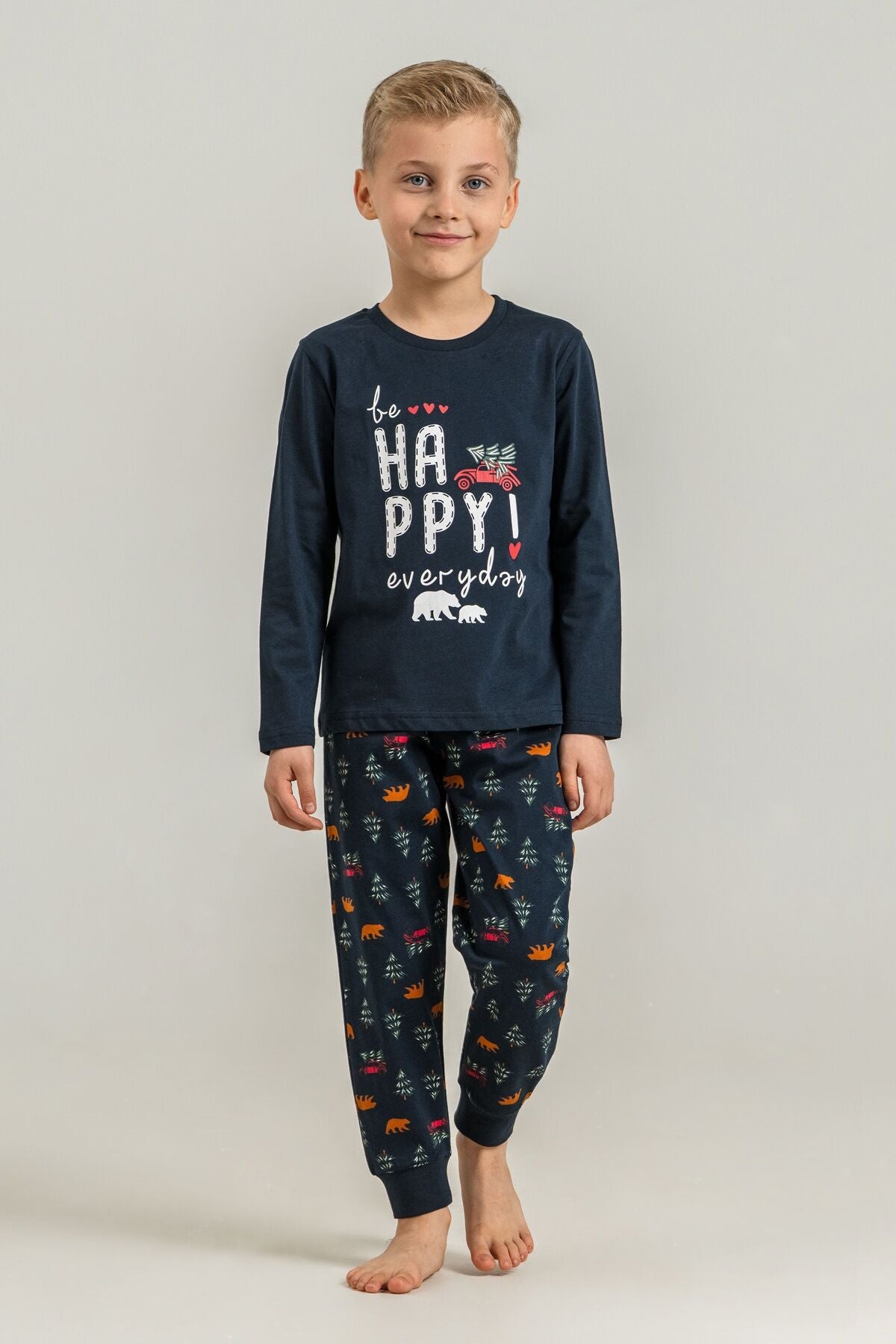 Rolypoly Be Happy Everyday Baba Oğul Lacivert Uzun Kol Pijama Takım RP3933-A-V1 Ürün ikincil görseli