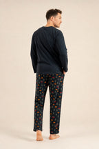 Rolypoly Be Happy Everyday Baba Oğul Lacivert Uzun Kol Pijama Takım RP3933-A-V1