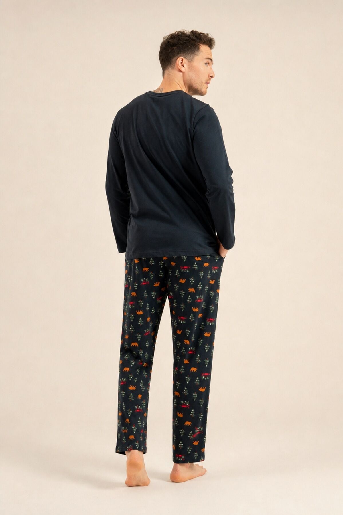 Rolypoly Be Happy Everyday Baba Oğul Lacivert Uzun Kol Pijama Takım RP3933-A-V1