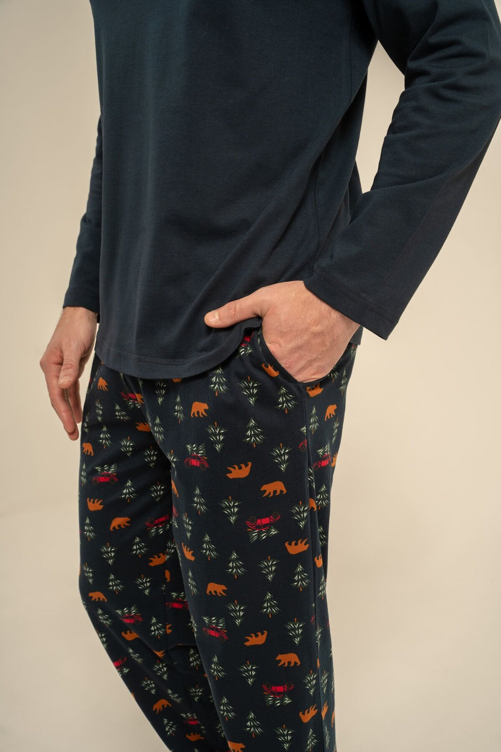 Rolypoly Be Happy Everyday Baba Oğul Lacivert Uzun Kol Pijama Takım RP3933-A-V1