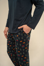 Rolypoly Be Happy Everyday Baba Oğul Lacivert Uzun Kol Pijama Takım RP3933-A-V1
