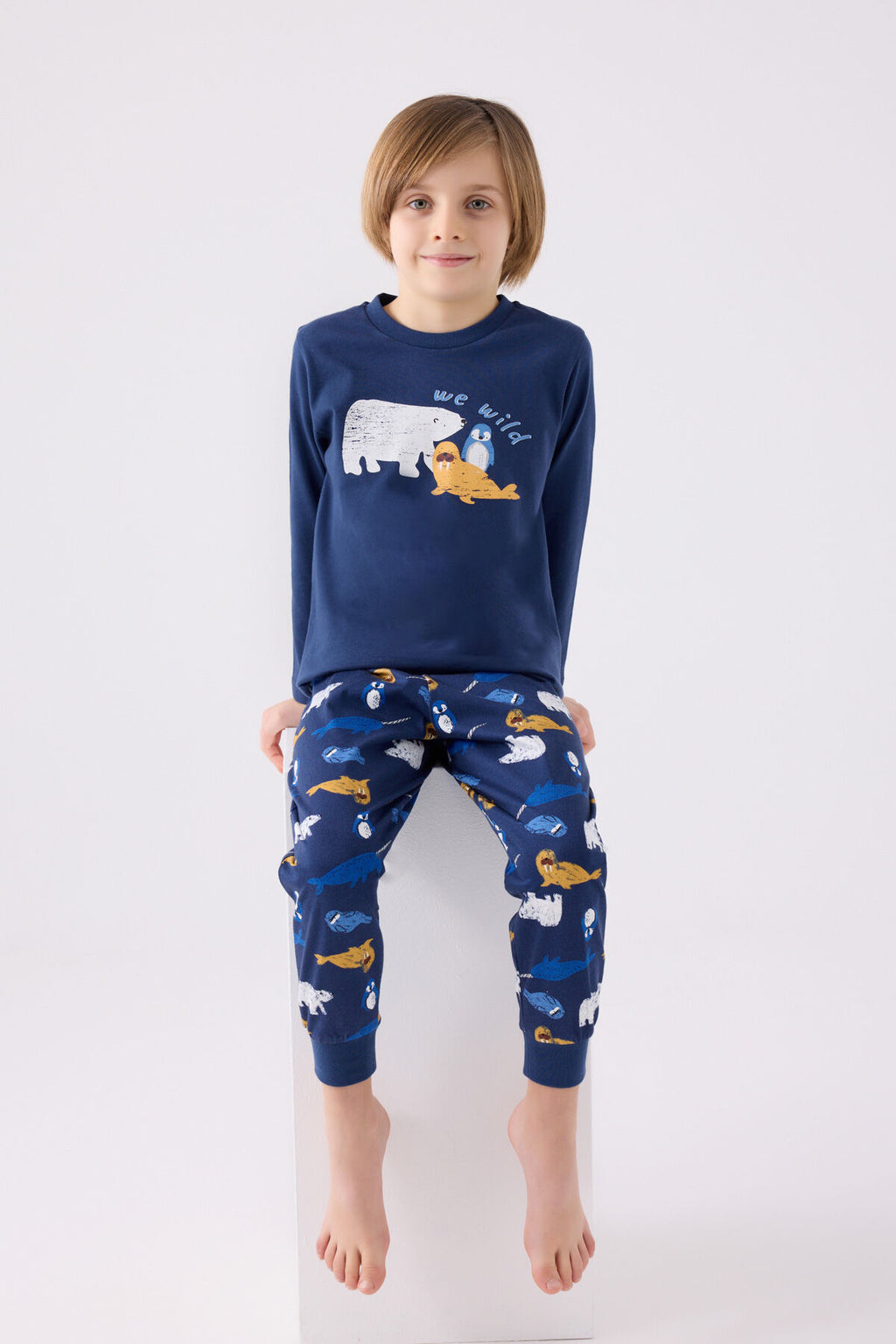 Rolypoly Erkek Çocuk Kışlık Regular Fit Mavi Pijama Takımı RP3420-C-V2