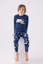Rolypoly Erkek Çocuk Kışlık Regular Fit Mavi Pijama Takımı RP3420-C-V2