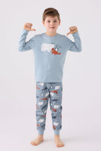 Rolypoly Erkek Çocuk Kışlık Regular Fit Yeşil Pijama Takımı RP3420-C-V1