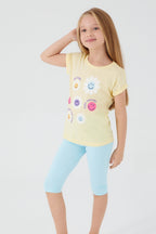 Rp3080-2 Kız Çocuk Keep Smiling Bebe Sarı Kapri Takım